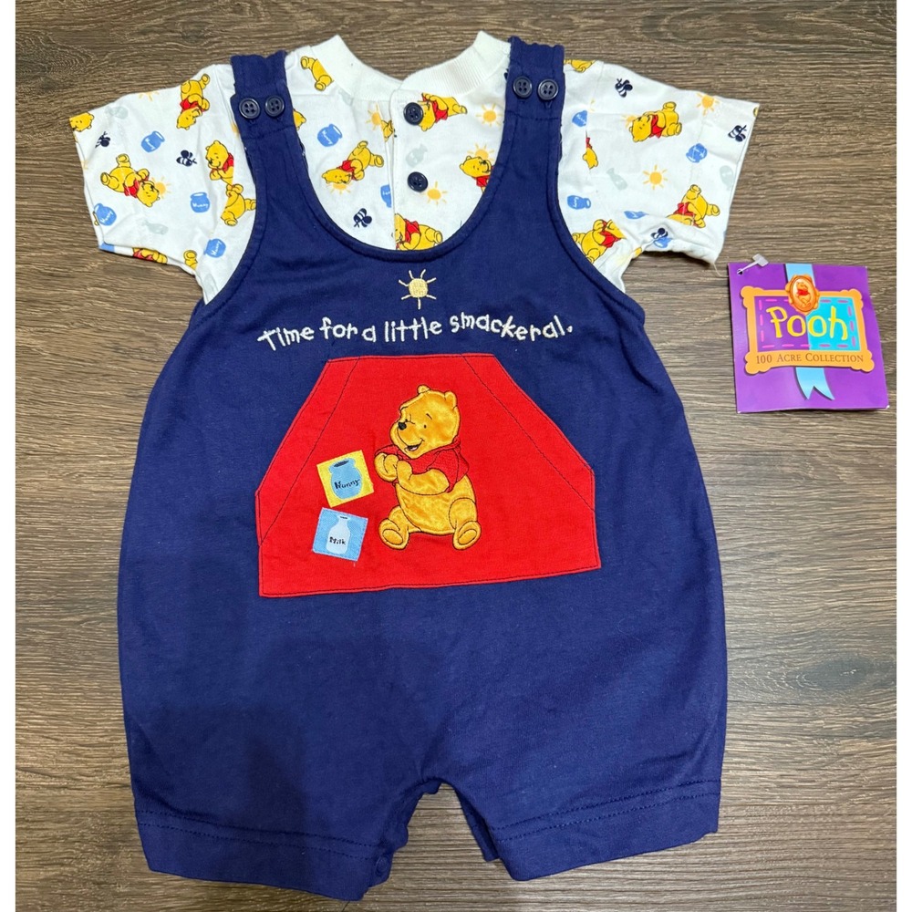 Vintage Winnie the Pooh 100 Acre Collection Baby Overalls 3-6M NWT